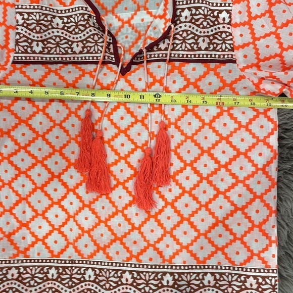 J Crew SZ Summer Boho Block Print Shirt - Picture 5 of 6